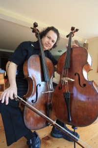 The cellist Matt Haimovitz with a Bohemian cello from 1770. Photo by Stephen Woolf 