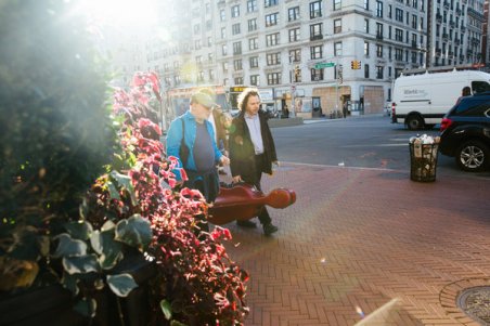 Mr. Haimovitz heading back to the green room at the Miller Theater.
